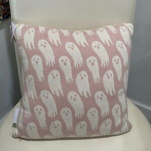 Goblin & Ghoul Halloween Pink & White "Ghosts" Decorative Throw Pillow